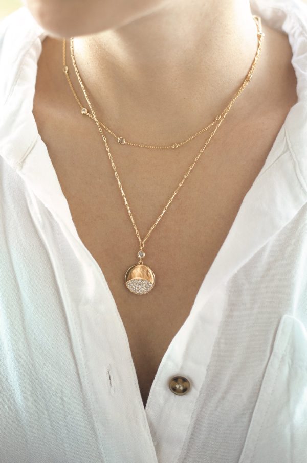 Crystal Dipped Layered Pendant Necklace Set Online now - Image 2