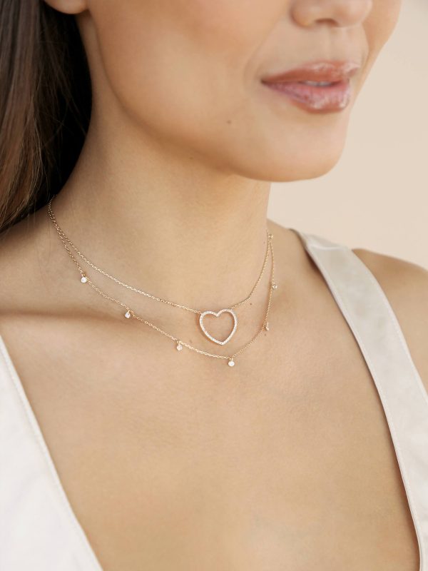 Crystal Heart Drop Necklace Set Cheap - Image 5