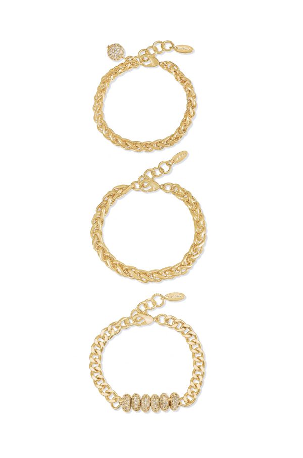 Linked Chain Trio Bracelet Set Online now - Image 3