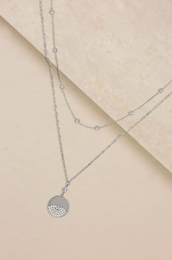 Crystal Dipped Layered Pendant Necklace Set Online now - Image 4