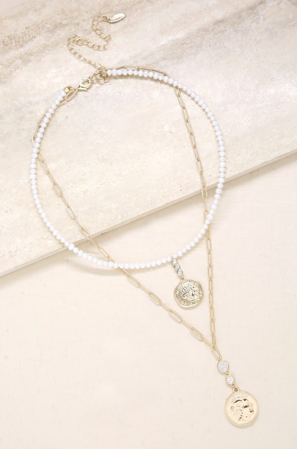 Layla Pearl 18k Gold Plated Layered Necklace Supply