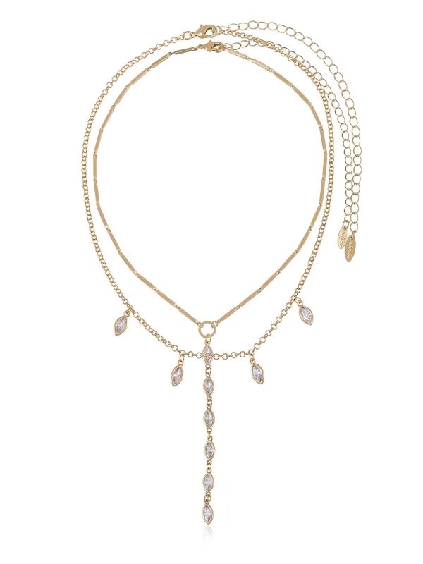 Ariella Glass Crystal Layered Lariat Necklace Supply - Image 5