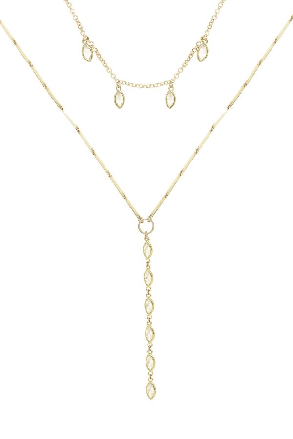 Ariella Glass Crystal Layered Lariat Necklace Supply