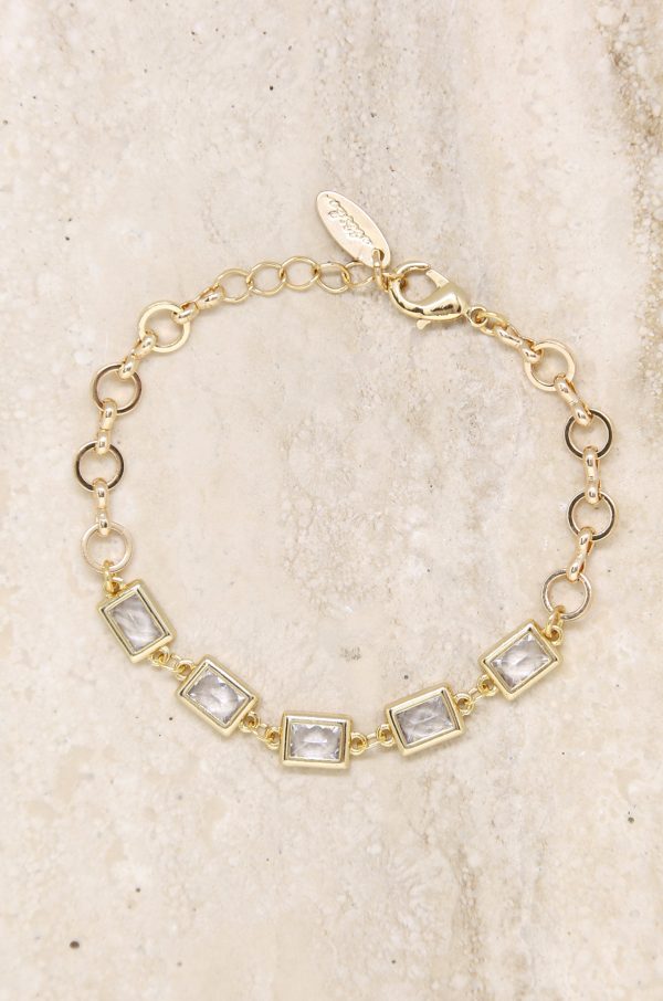 Francine Link 18k Gold Plated Bracelet with Rectangle Crystals Online Hot Sale