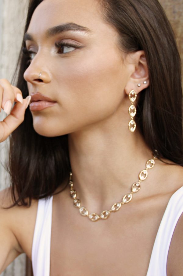 Crystal and Bamboo Eyelet Collar Necklace For Sale - Image 3