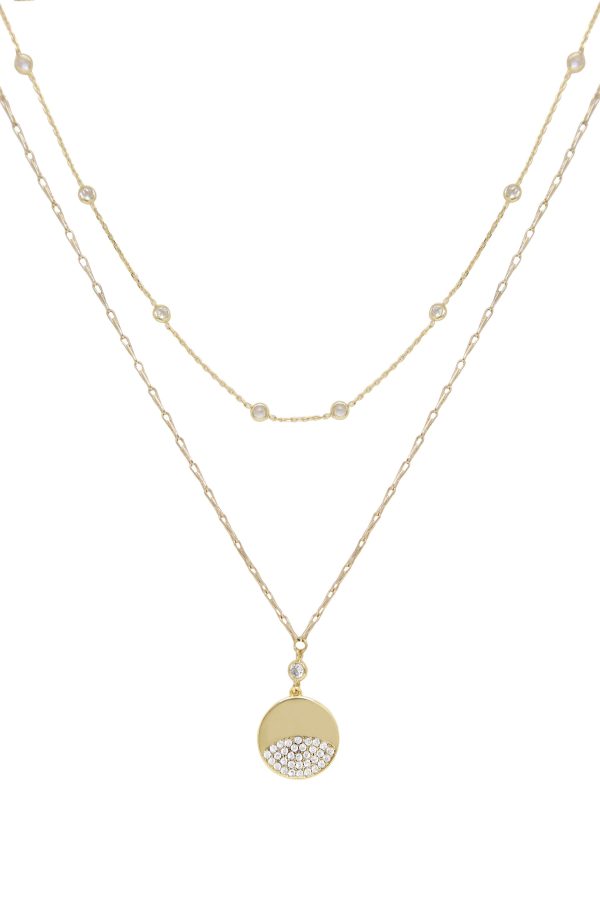 Crystal Dipped Layered Pendant Necklace Set Online now - Image 3