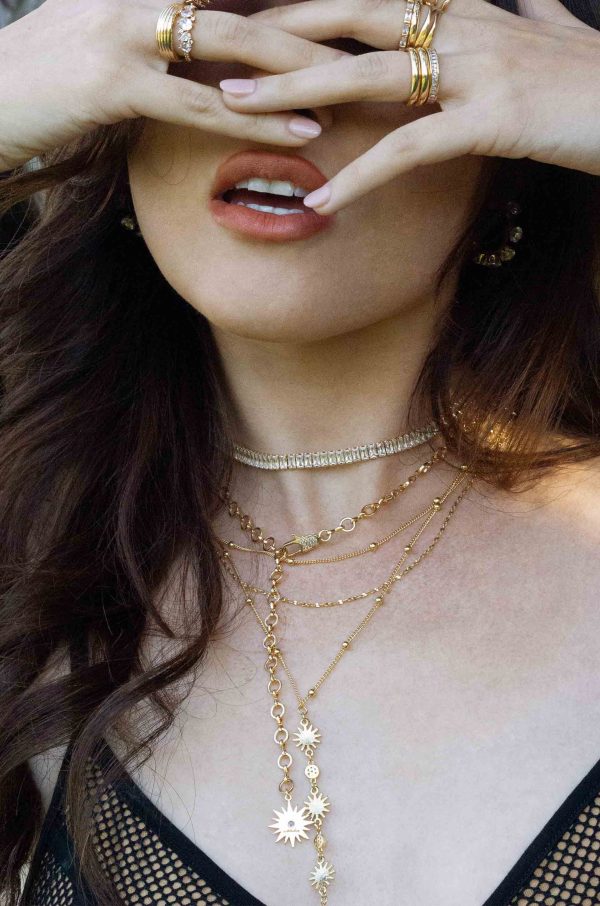 Total Eclipse 18k Gold Plated Lariat Necklace For Discount - Image 2