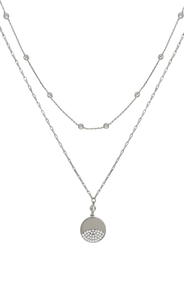 Crystal Dipped Layered Pendant Necklace Set Online now - Image 5