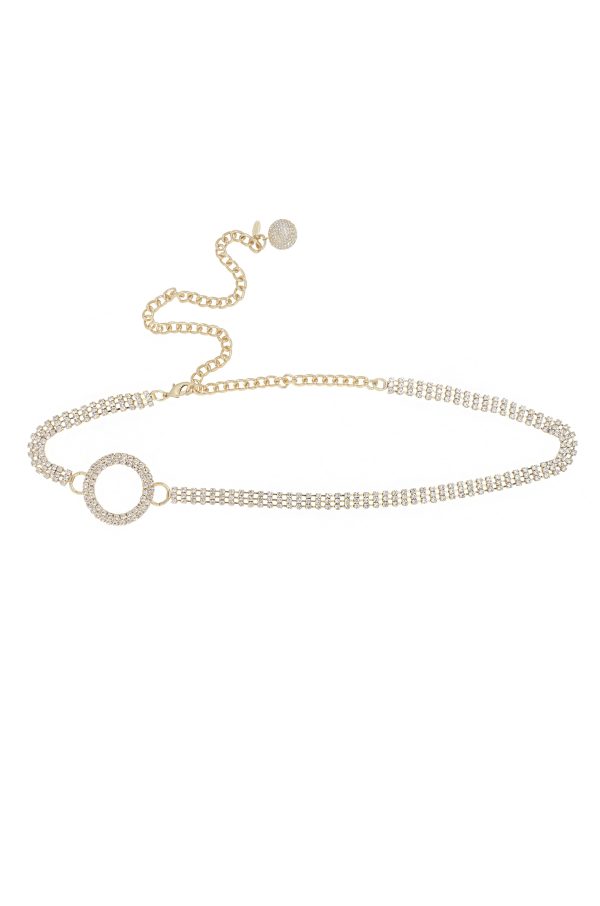 Shining Bright Crystal & Gold Circle Belt Online now - Image 4