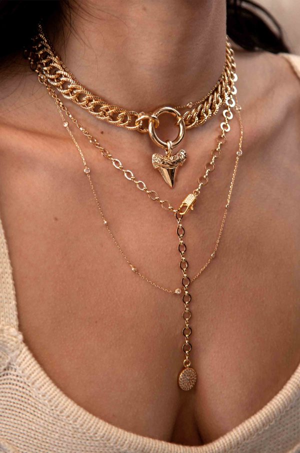 Into the Deep 18k Gold Plated Sharktooth Choker Necklace Online Sale - Image 2