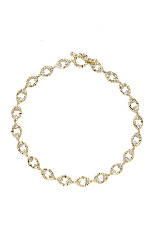 Crystal and Bamboo Eyelet Collar Necklace For Sale