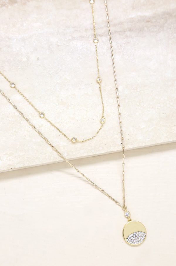 Crystal Dipped Layered Pendant Necklace Set Online now