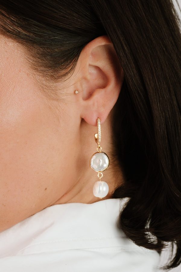 Dangling Freshwater Pearl Huggie Hoop Earrings Online Hot Sale - Image 2