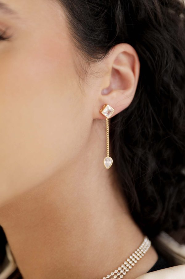Bezel Crystal Shapes Drop Earrings on Sale - Image 5