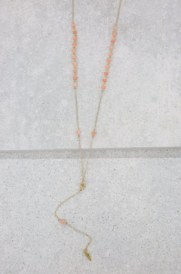 Angel Sigh Lariat in Coral and Gold Discount