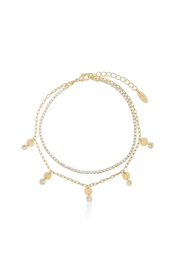 Giovanna Layered Crystal Anklet For Sale