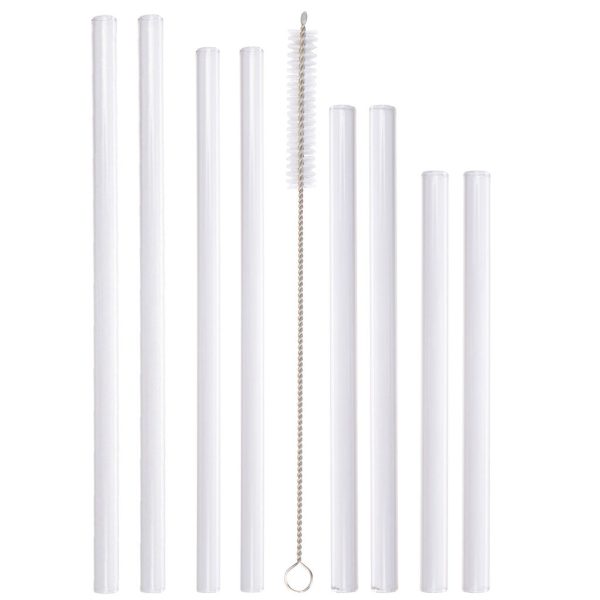 8 Pack Combo Glass Straws for Mason Jars + Cleaner Discount