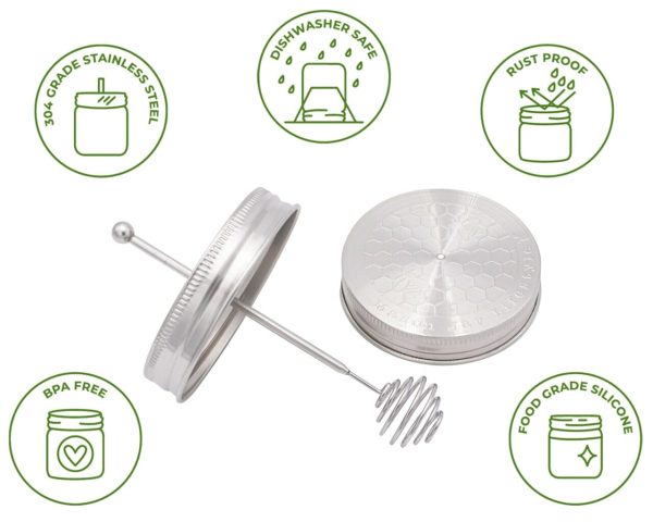 Honey Dipper Stainless Steel Lid for Mason Jars Online - Image 3