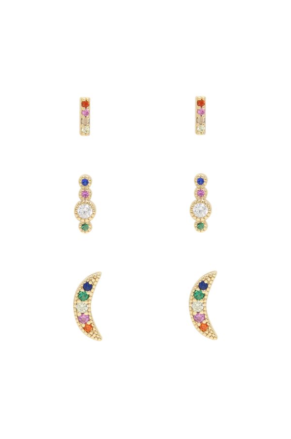 Celestial Rainbow Crystal & 18k Gold Plated Stud Set on Sale - Image 4