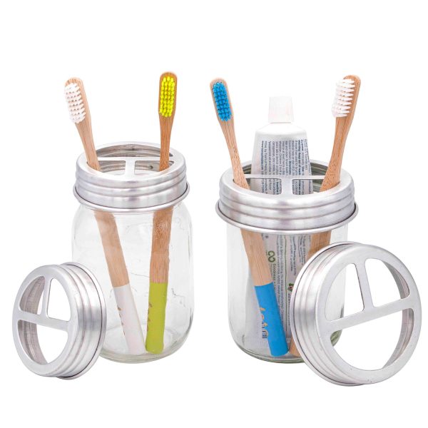 Aluminum Toothbrush   Toothpaste Holder Lid for Mason Jars For Discount