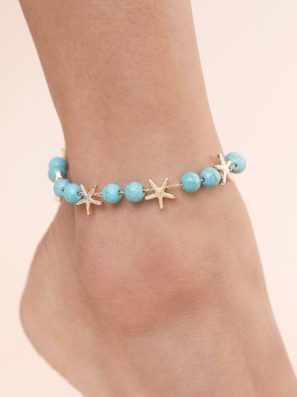 Starfish and Turquoise Beaded Anklet on Sale - Image 4