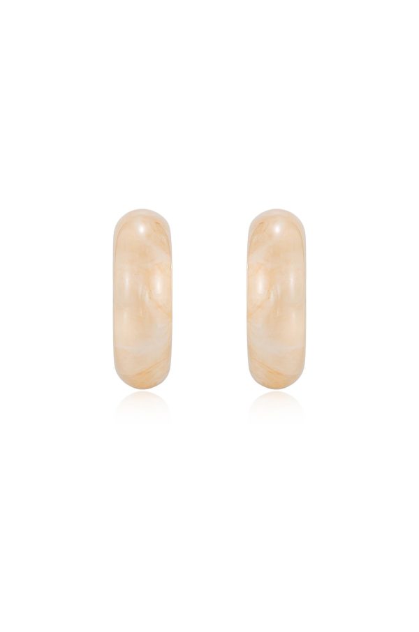 Beige Resin & Pearl Chunky Hoops Online - Image 3