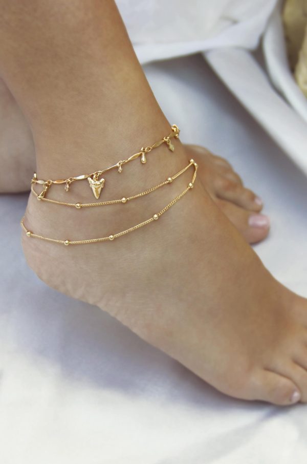 Delicate 18k Gold Plated Chain & Shark Tooth Anklet For Discount - Image 2