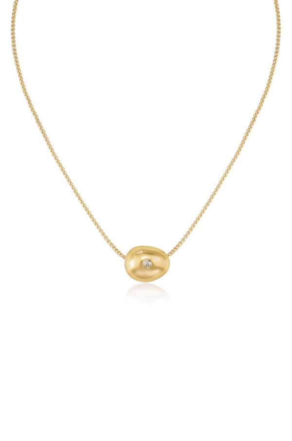 Crystal Dot Pebble Pendant Necklace Fashion