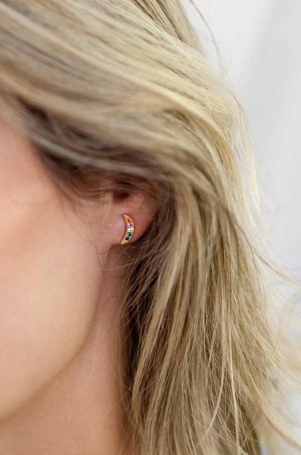 Celestial Rainbow Crystal & 18k Gold Plated Stud Set on Sale - Image 2