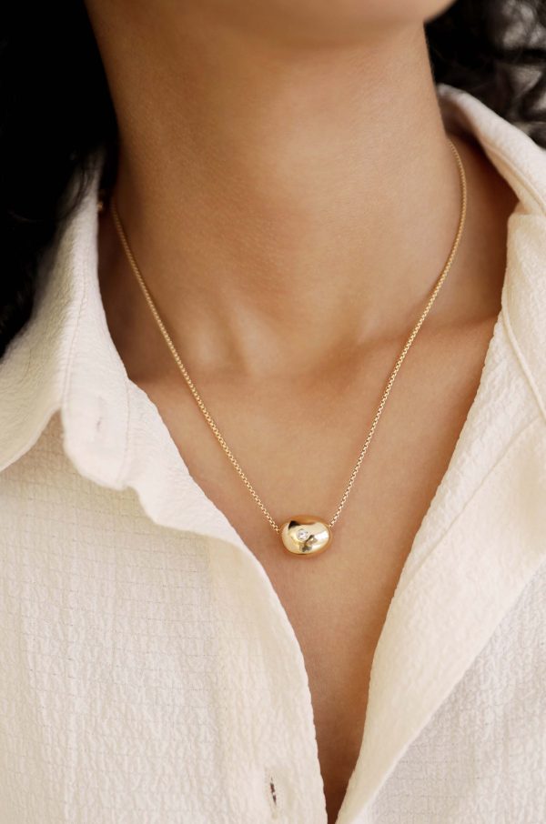 Crystal Dot Pebble Pendant Necklace Fashion - Image 2