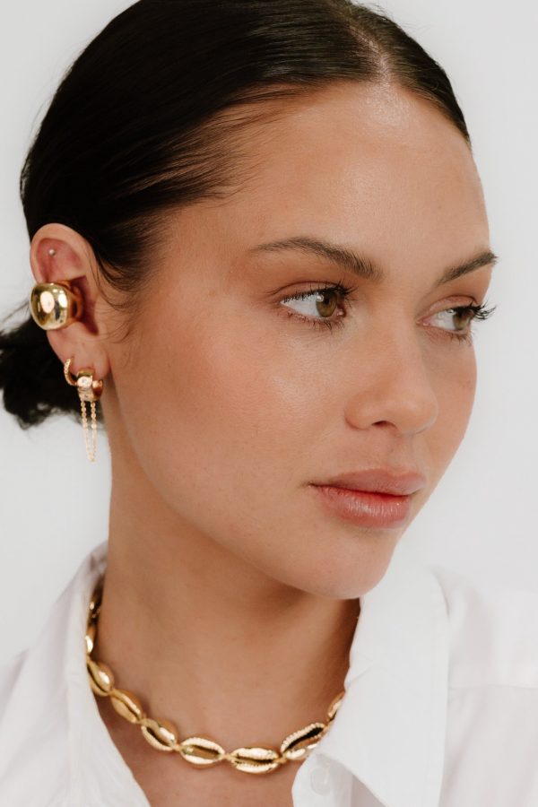 Double Piercing Bezel Crystal Dangle Earrings Online - Image 5