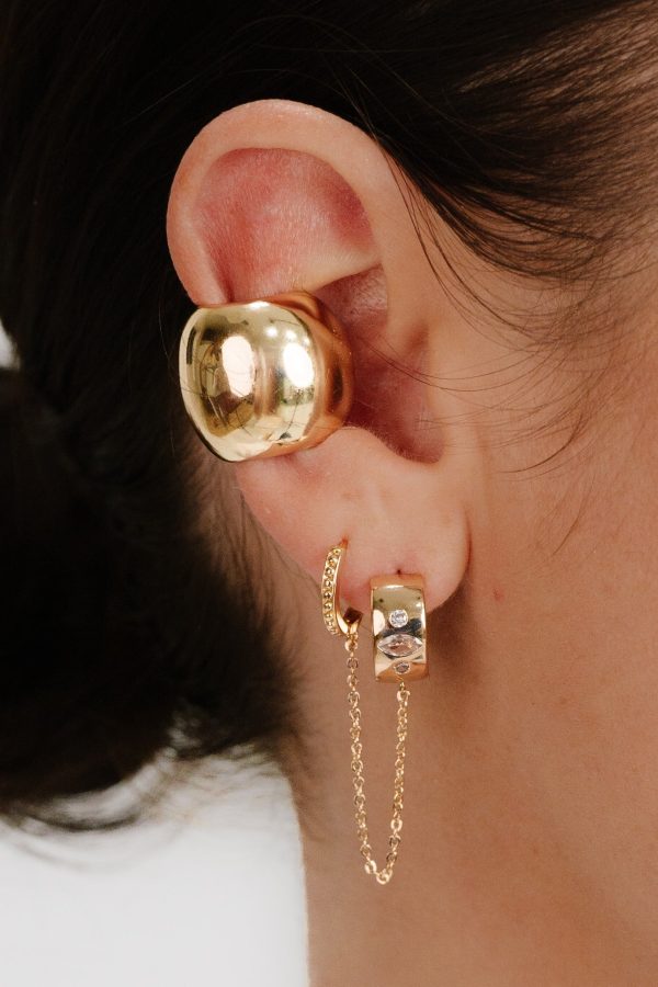 Double Piercing Bezel Crystal Dangle Earrings Online - Image 2