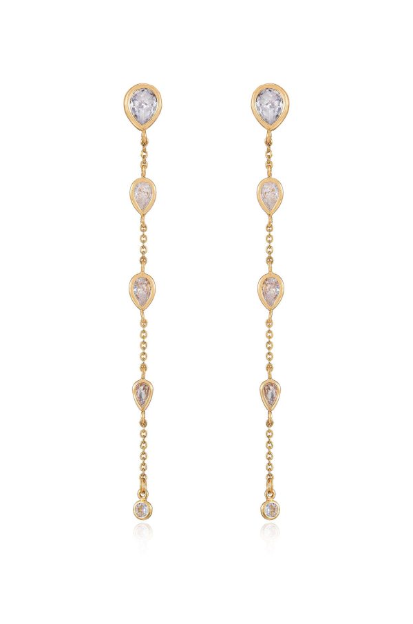 Dainty Bezel Crystal Dangle Earrings Discount