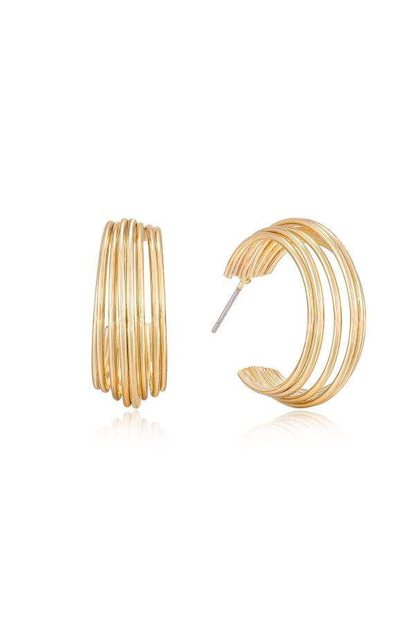 Multi-Wire 18kt Gold Plated Hoop Earrings For Sale