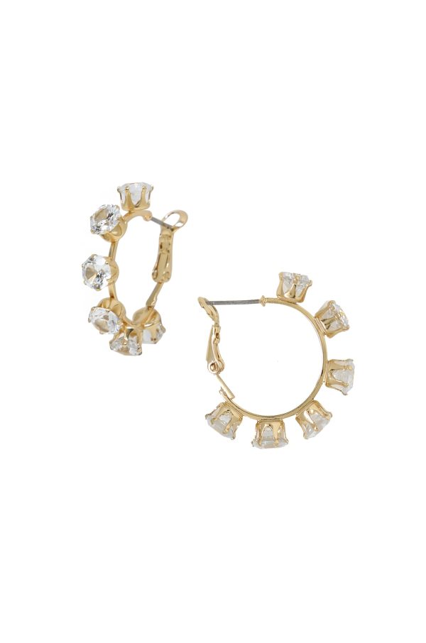 Crystal Cup 18k Gold Plated Hoop Earrings on Sale - Image 3