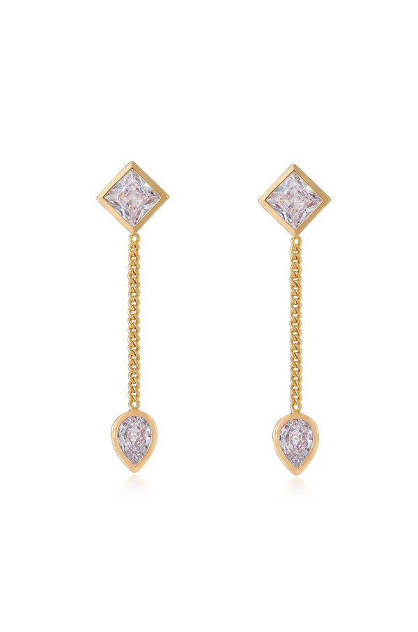 Bezel Crystal Shapes Drop Earrings on Sale