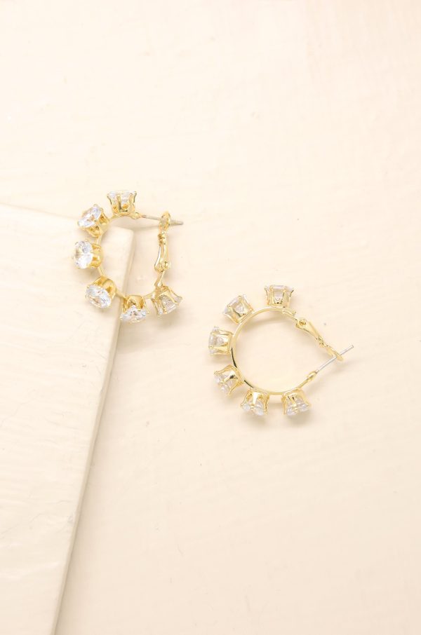 Crystal Cup 18k Gold Plated Hoop Earrings on Sale