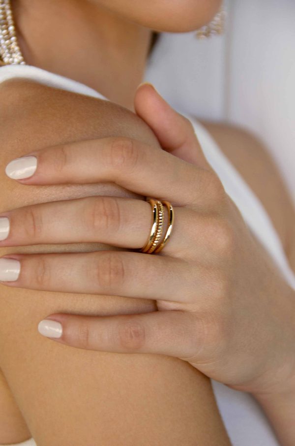 Triple Band 18k Gold Plated Ring Online now - Image 3