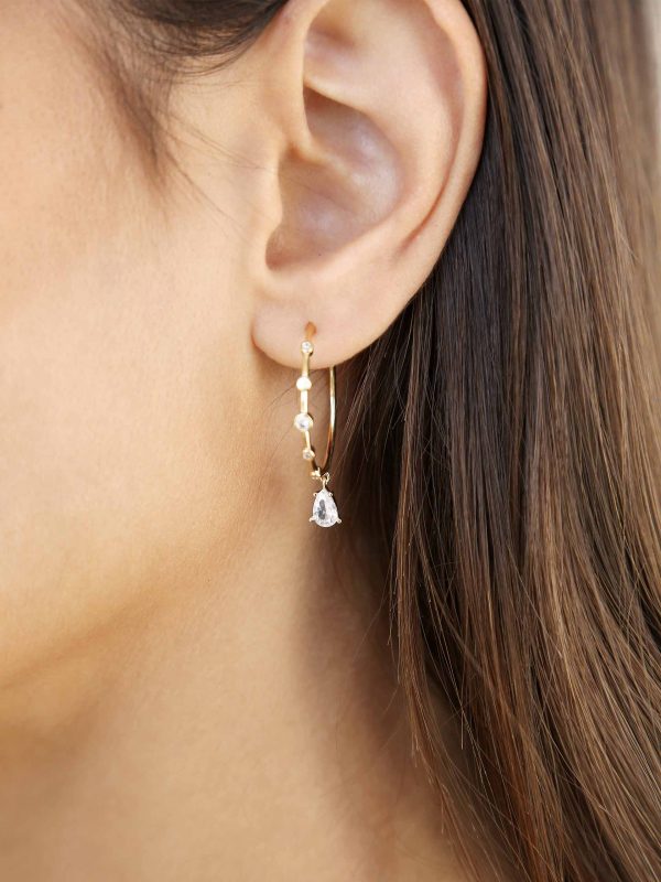 Delicate Crystal Charm Hoop Earrings Online - Image 5