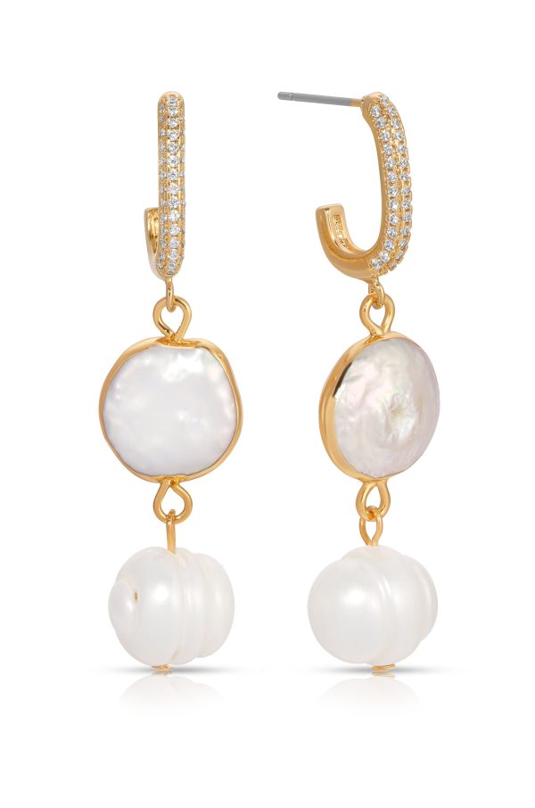 Dangling Freshwater Pearl Huggie Hoop Earrings Online Hot Sale