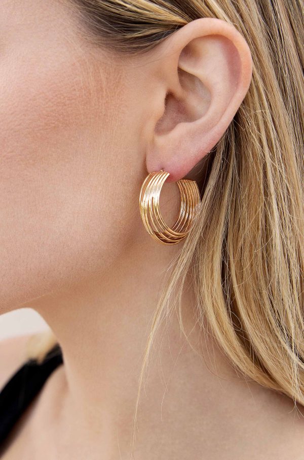 Multi-Wire 18kt Gold Plated Hoop Earrings For Sale - Image 2