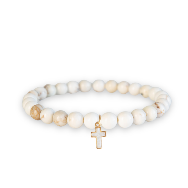 Symbolic Stones Scripture Bracelet-Cross, Howlite Online - Image 2