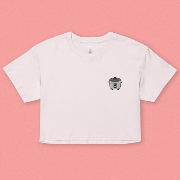 Rice Cooker Embroidered Crop T-Shirt Sale